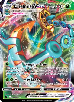 Dhelmise VMAX card from Shining Fates, number 10/72