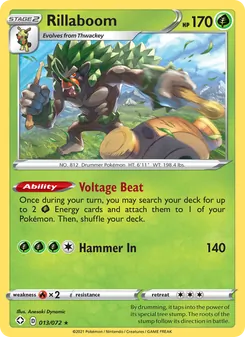 Rillaboom card from Shining Fates, number 13/72