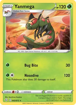 Yanmega card from Shining Fates, number 2/72