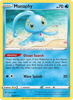 Manaphy card from Shining Fates, number 24/72