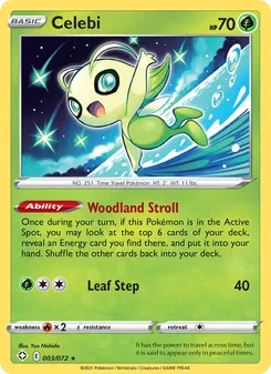 Celebi card from Shining Fates, number 3/72