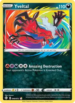 Yveltal card from Shining Fates, number 46/72