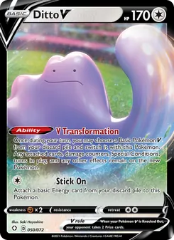 Ditto V card from Shining Fates, number 50/72