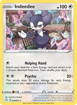 Indeedee card from Shining Fates, number 56/72