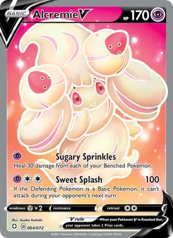 Alcremie V card from Shining Fates, number 64/72