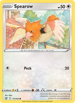 Spearow card from Battle Styles, number 111/163