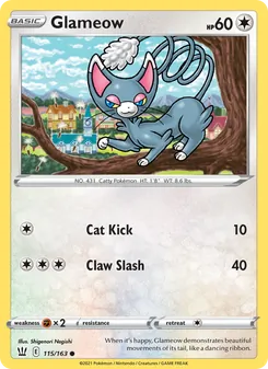 Glameow card from Battle Styles, number 115/163