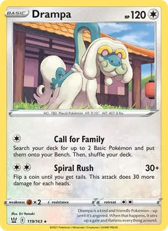 Drampa card from Battle Styles, number 119/163