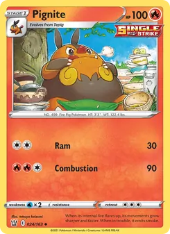 Pignite card from Battle Styles, number 24/163