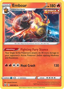 Emboar card from Battle Styles, number 25/163