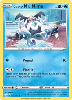 Galarian Mr. Mime card from Battle Styles, number 34/163