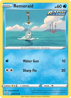 Remoraid card from Battle Styles, number 36/163