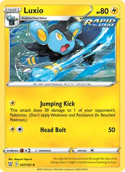 Luxio card from Battle Styles, number 47/163