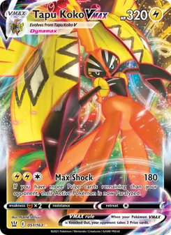 Tapu Koko VMAX card from Battle Styles, number 51/163