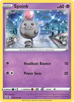 Spoink card from Battle Styles, number 55/163