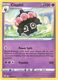 Claydol card from Battle Styles, number 58/163