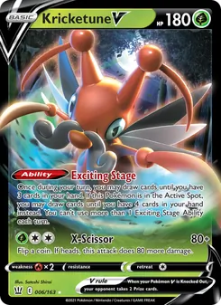 Kricketune V card from Battle Styles, number 6/163