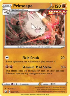 Primeape card from Battle Styles, number 67/163