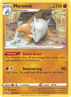 Marowak card from Battle Styles, number 70/163