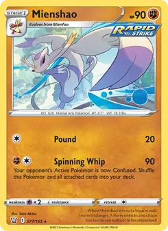 Mienshao card from Battle Styles, number 77/163