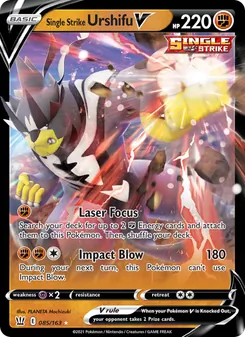 Single Strike Urshifu V card from Battle Styles, number 85/163