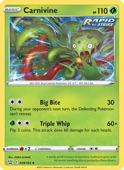 Carnivine card from Battle Styles, number 9/163