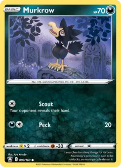 Murkrow card from Battle Styles, number 93/163
