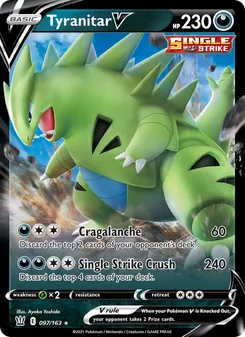 Tyranitar V card from Battle Styles, number 97/163