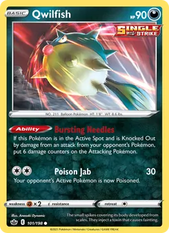 Qwilfish card from Chilling Reign, number 101/198