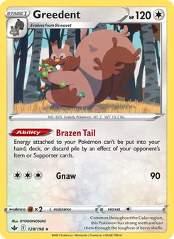 Greedent card from Chilling Reign, number 128/198