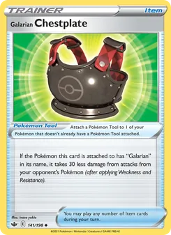 Galarian Chestplate card from Chilling Reign, number 141/198