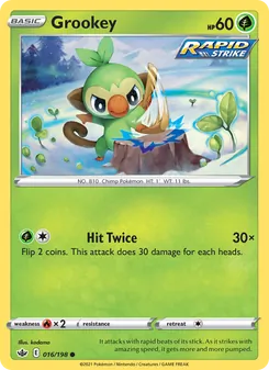 Grookey card from Chilling Reign, number 16/198