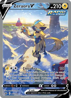 Zeraora V card from Chilling Reign, number 166/198