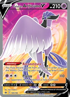 Galarian Articuno V card from Chilling Reign, number 169/198