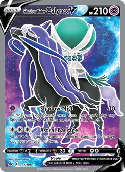 Shadow Rider Calyrex V card from Chilling Reign, number 171/198
