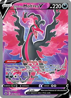Galarian Moltres V card from Chilling Reign, number 176/198