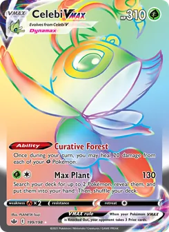 Celebi VMAX card from Chilling Reign, number 199/198