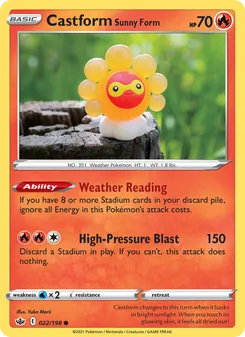 Castform Sunny Form card from Chilling Reign, number 22/198