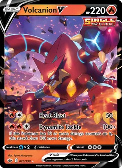 Volcanion V card from Chilling Reign, number 25/198