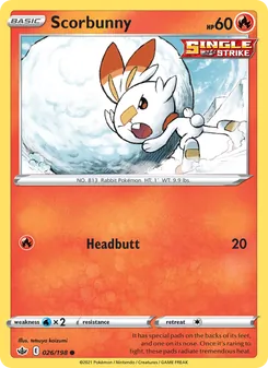 Scorbunny card from Chilling Reign, number 26/198