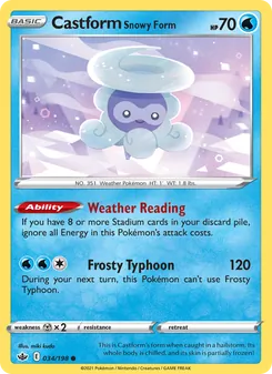 Castform Snowy Form card from Chilling Reign, number 34/198