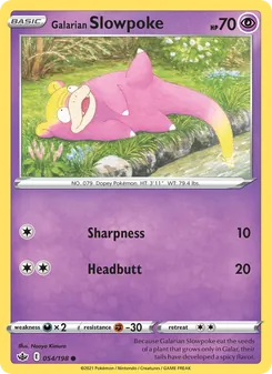 Galarian Slowpoke card from Chilling Reign, number 54/198
