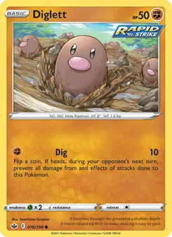 Diglett card from Chilling Reign, number 76/198