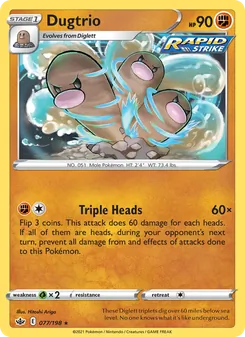 Dugtrio card from Chilling Reign, number 77/198