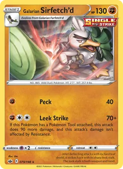 Galarian Sirfetch'd card from Chilling Reign, number 79/198