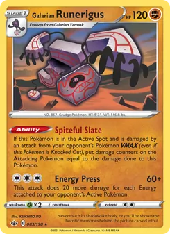 Galarian Runerigus card from Chilling Reign, number 83/198
