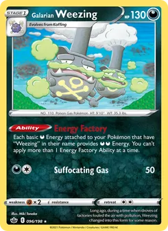 Galarian Weezing card from Chilling Reign, number 96/198