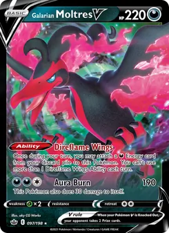 Galarian Moltres V card from Chilling Reign, number 97/198
