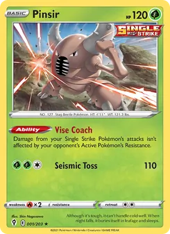 Pinsir card from Evolving Skies, number 1/203