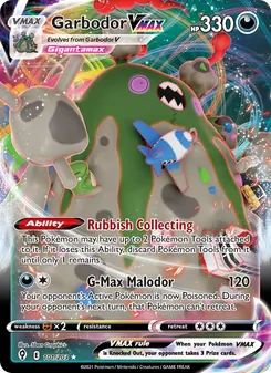 Garbodor VMAX card from Evolving Skies, number 101/203